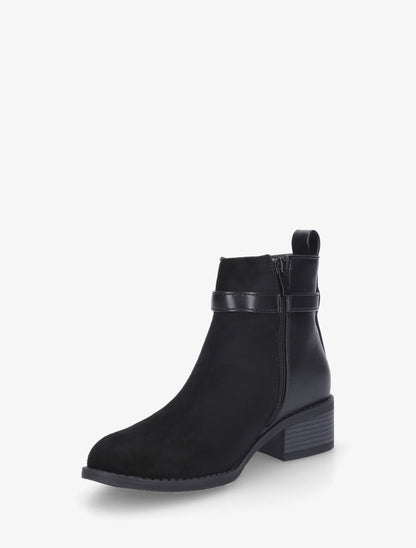 Bottines bi-matière à boucle décorative - Noir - 3