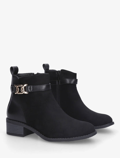Bottines bi-matière à boucle décorative - Noir - 4