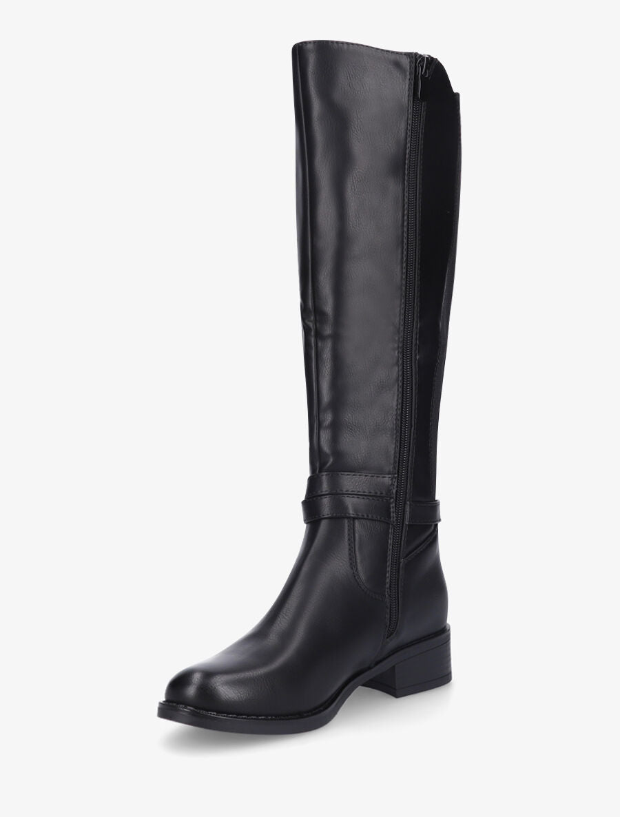 Bottes élastiquées en simili - Noir - 3
