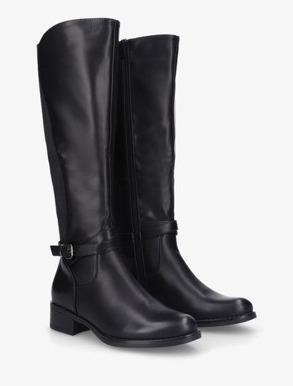 Bottes élastiquées en simili - Noir - 4