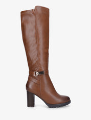 Bottes en simili à talon et boucle - Camel - 1