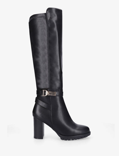 Bottes en simili à talon et boucle - Noir - 1