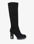 Bottes en suédine à talon et plateforme - Noir - 1