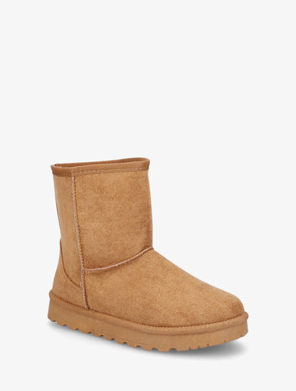 Bottines montantes fourrées en suédine - Camel - 2