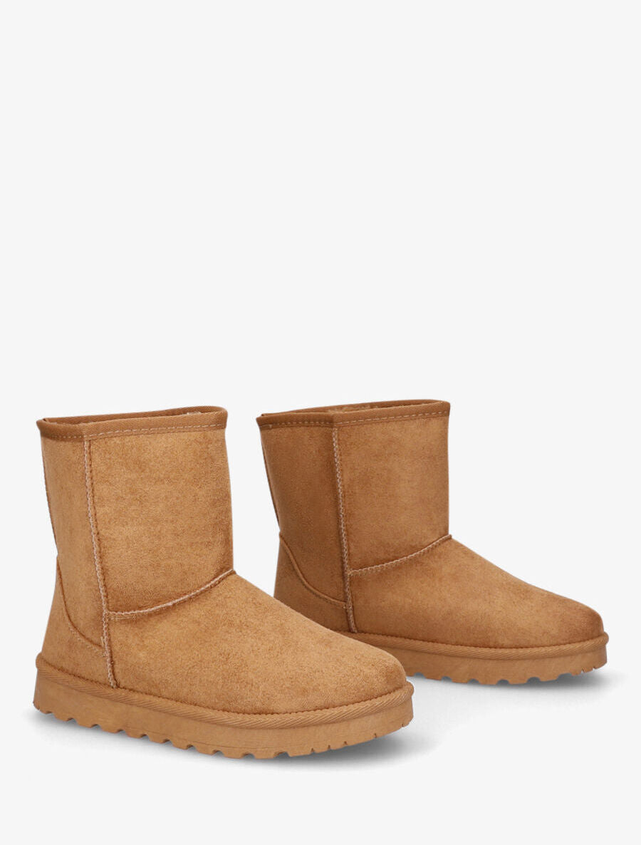 Bottines montantes fourrées en suédine - Camel - 4