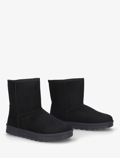 Bottines montantes fourrées en suédine - Noir - 4