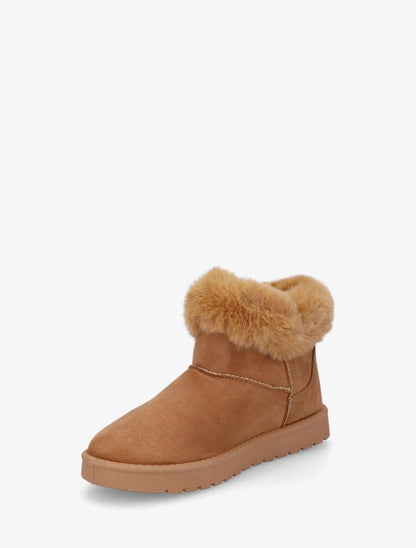Low boots fourrées et fourrure synthétique - Camel - 3