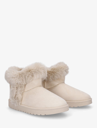 Low boots fourrées et fourrure synthétique - Beige - 4