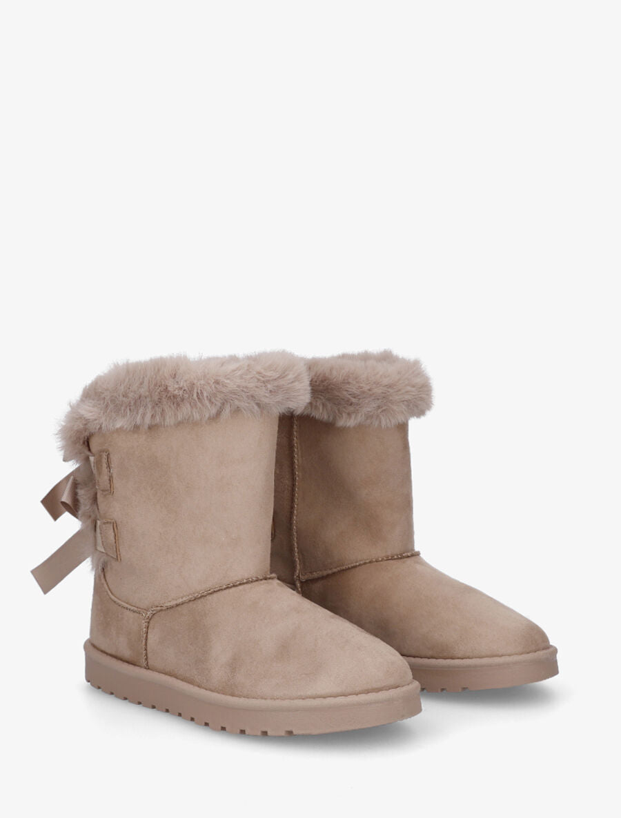 Bottines montantes fourrées à noeud - Taupe - 4