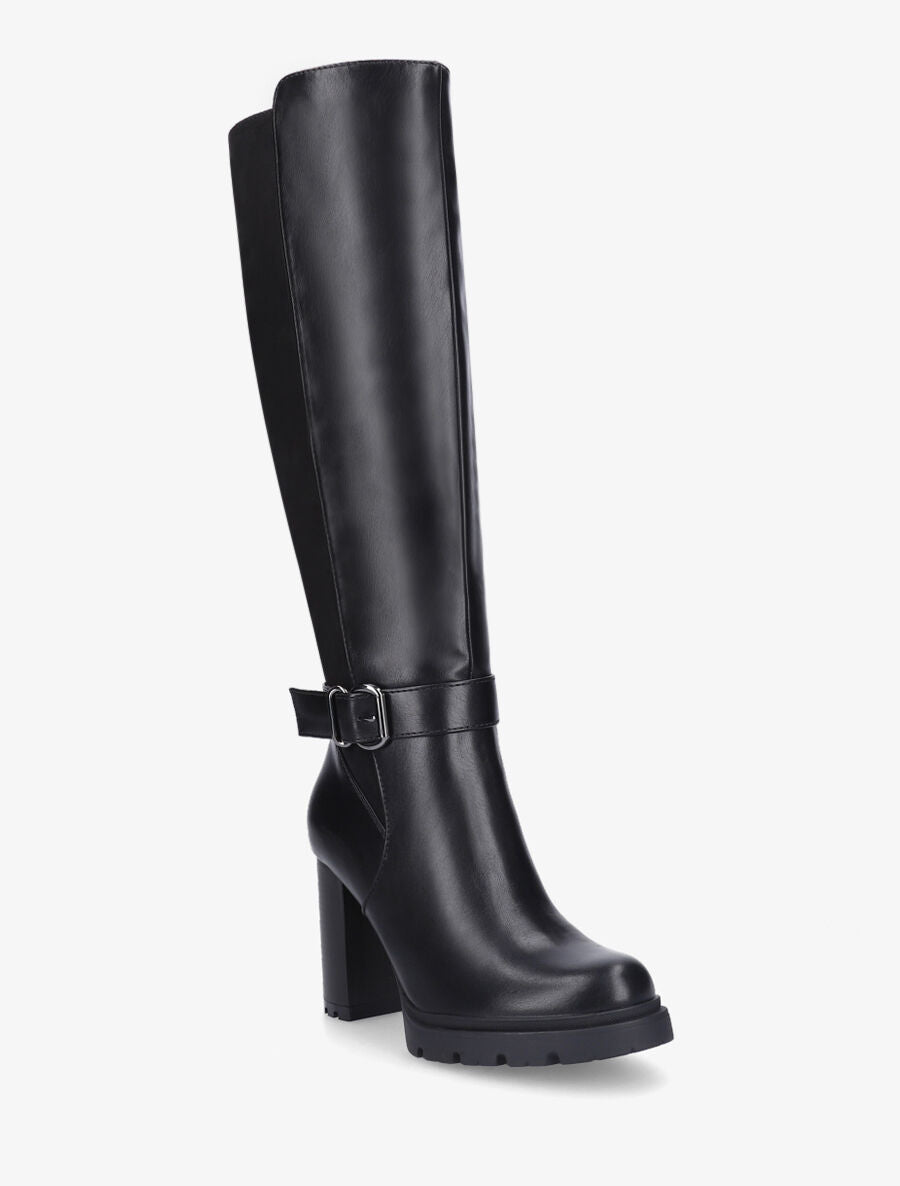 Bottes à talon haut bi-matière - Noir - 2