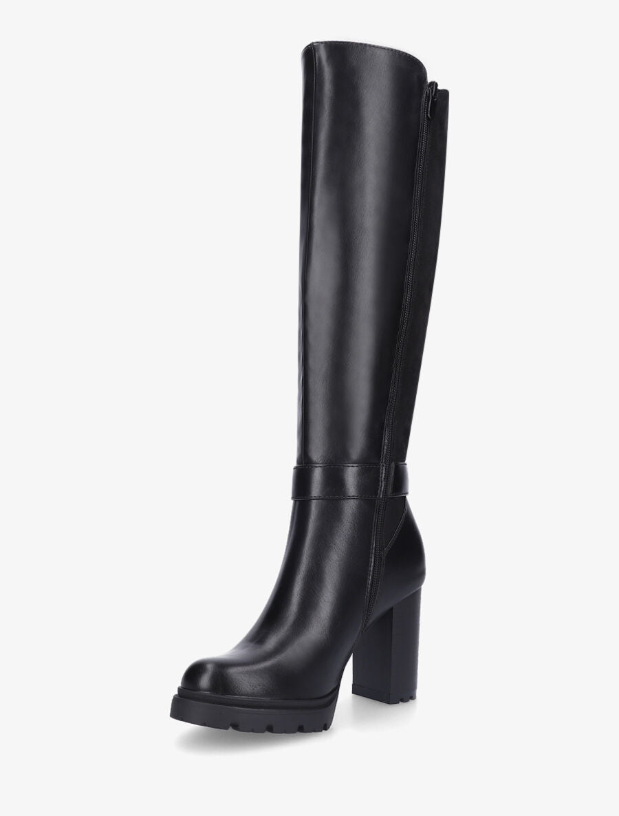 Bottes à talon haut bi-matière - Noir - 3