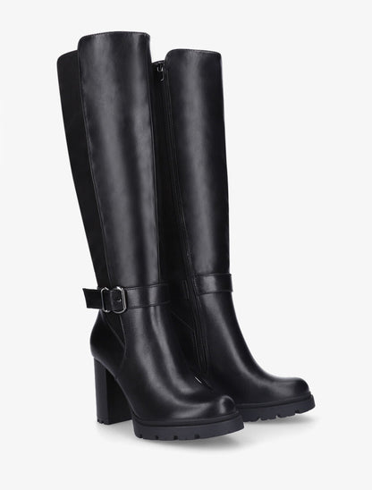 Bottes à talon haut bi-matière - Noir - 4
