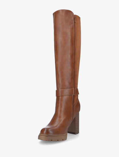 Bottes à talon haut bi-matière - Camel - 3