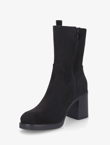 Bottines montantes en suédine à talon - Noir - 3