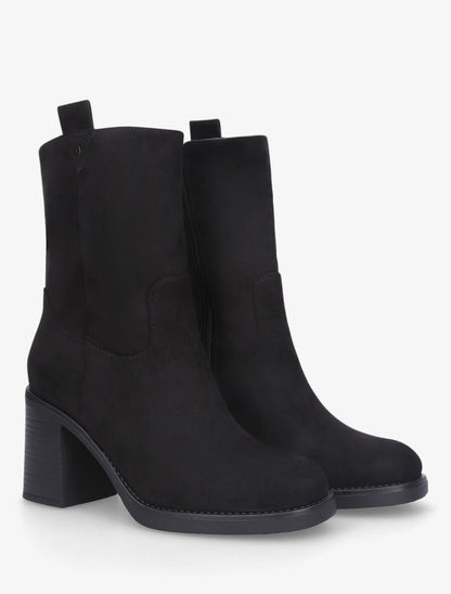 Bottines montantes en suédine à talon - Noir - 4
