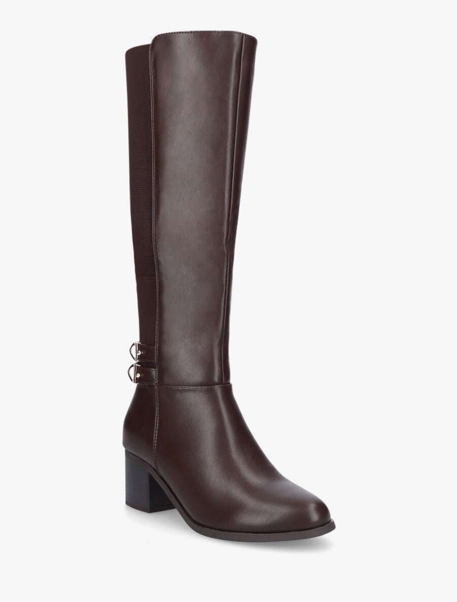 Bottes unies à double sangle - Marron - 2