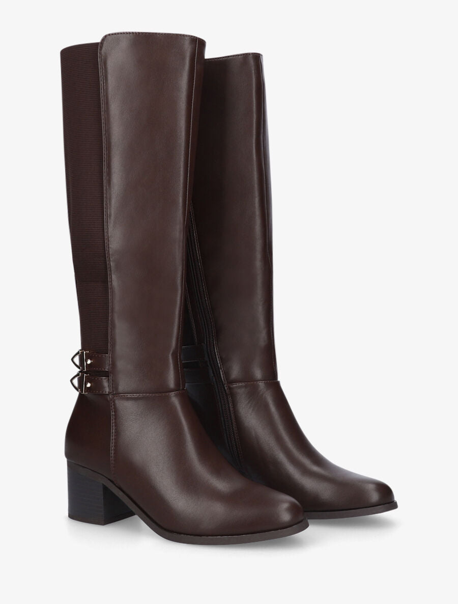 Bottes unies à double sangle - Marron - 4