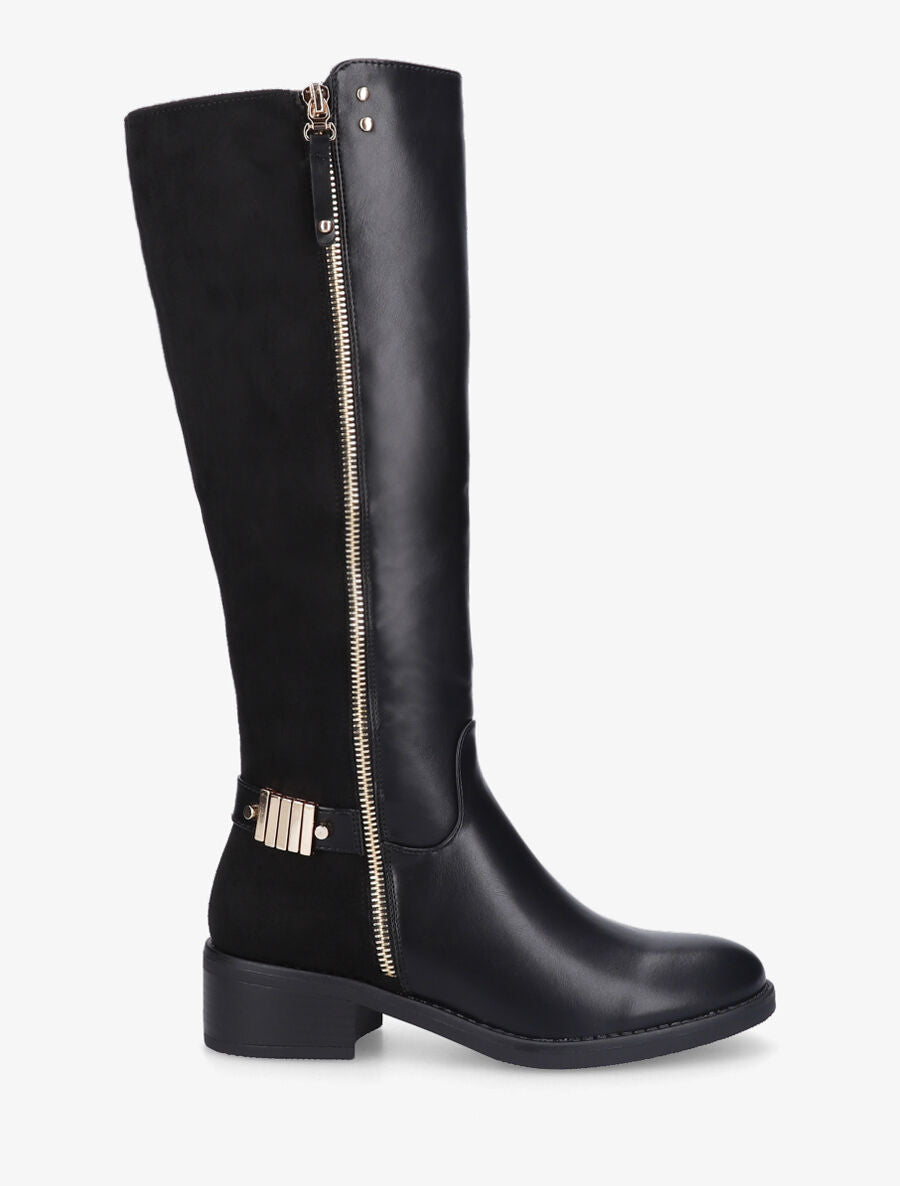 Bottes style cavalière bi-matière à zip - Noir - 5