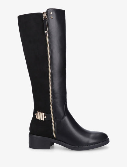 Bottes style cavalière bi-matière à zip - Noir - 5