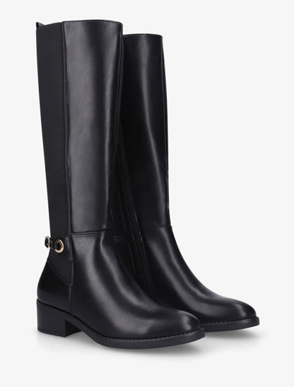 Bottes unies élastiquées sanglé - Noir - 4