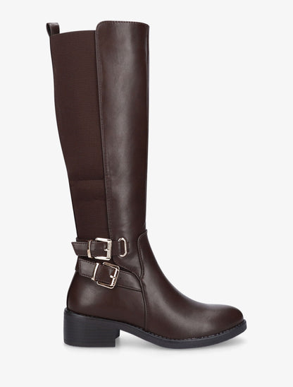 Bottes élastiquées à double sangle - Marron - 1
