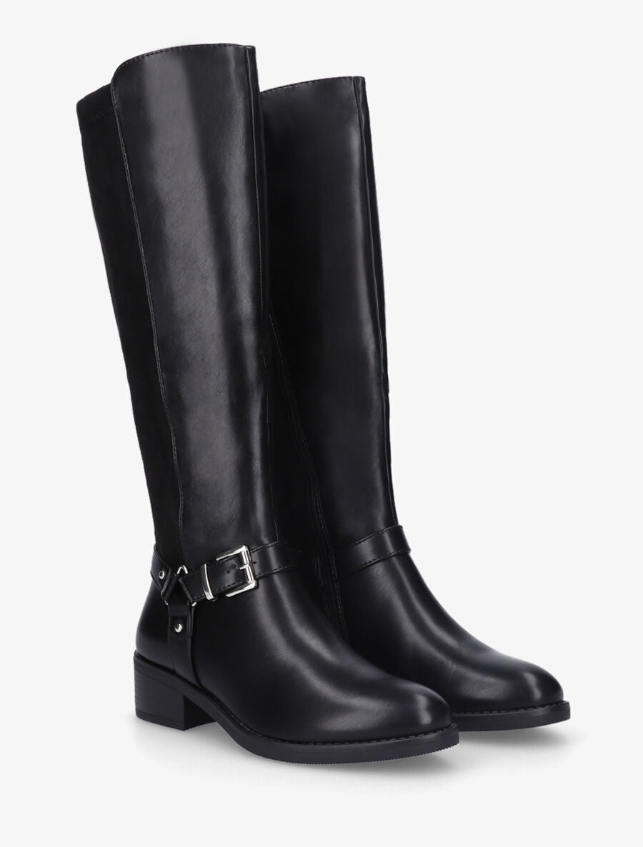 Bottes bi-matière sanglé - Noir - 4