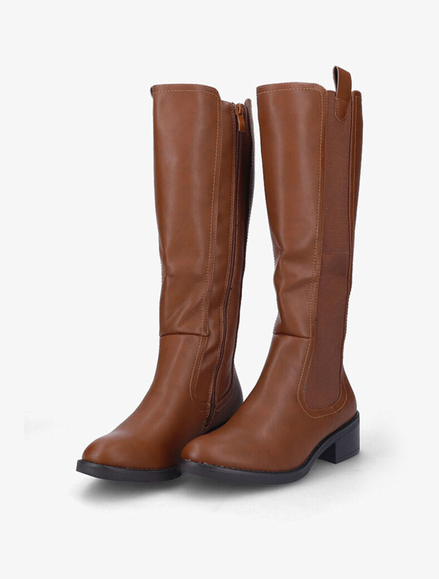 Bottes cavalières élastiquées - Camel - 4