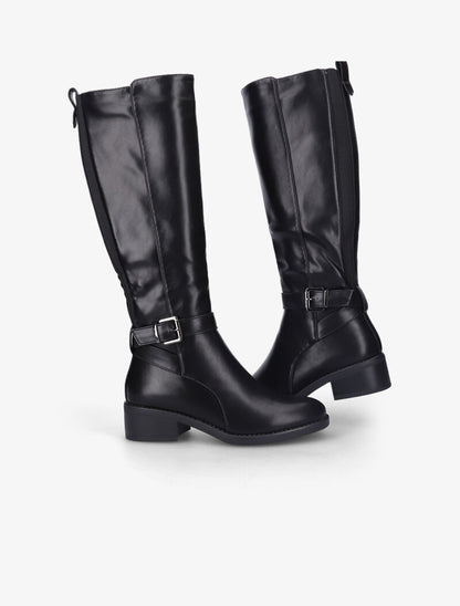 Bottes à bride à boucle dorée - Noir - 5