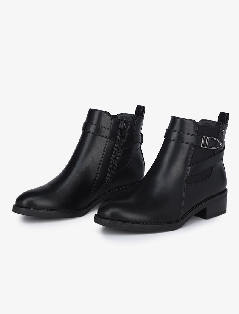 Bottines à sangle stylisée - Noir - 1