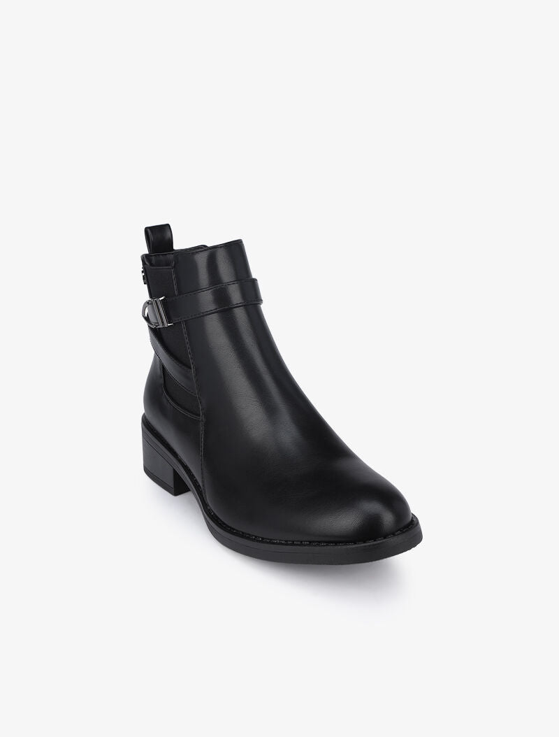 Bottines à sangle stylisée - Noir - 3