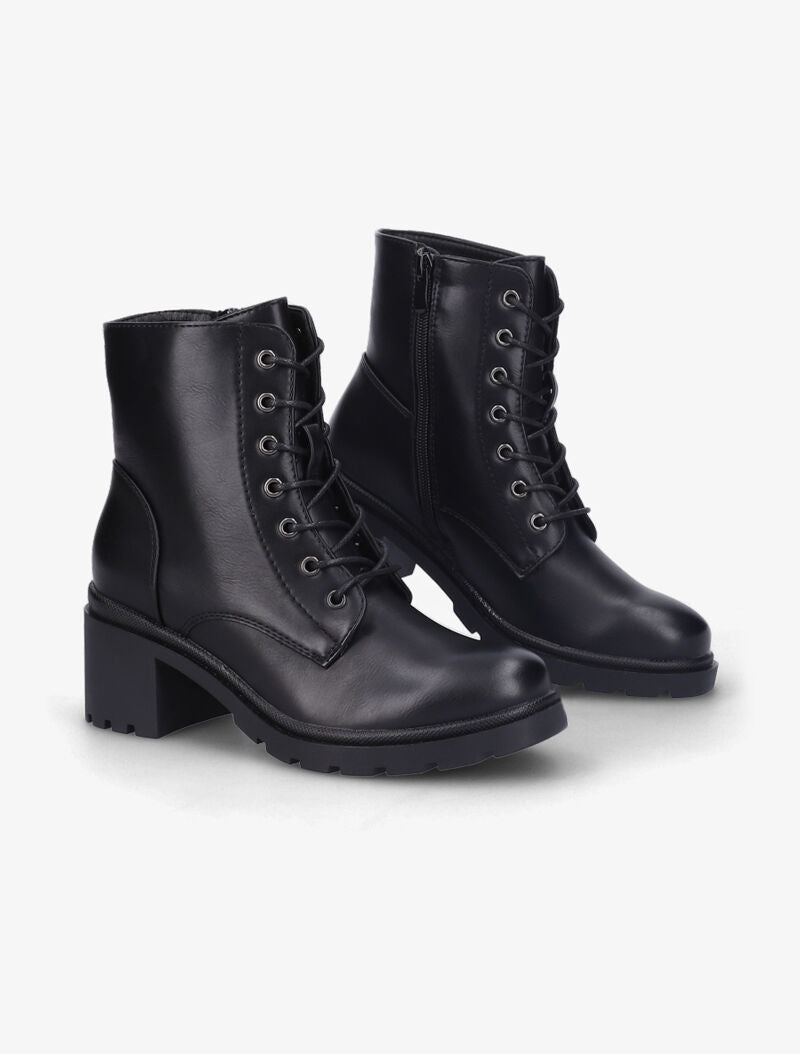 Bottines en simili à talon - Noir - 5