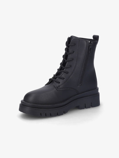 Boots en simili à lacets - Noir - 3