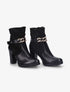 Bottines à talons à sangles style chaîne - Noir - 1