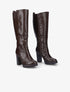 Bottes à talons à détails perforés - Marron - 1