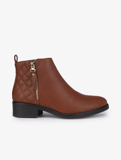 Bottines à contrefort matelassé - Camel - 2