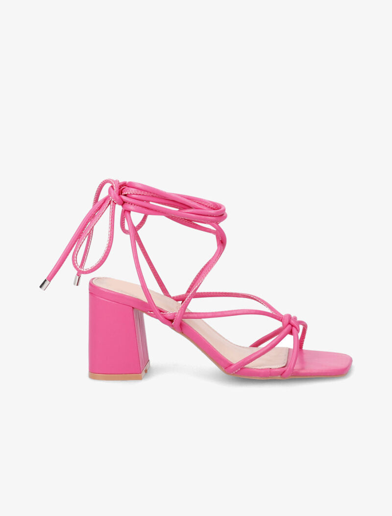 Sandales à nouer à la cheville et à talon - Fuchsia - 5