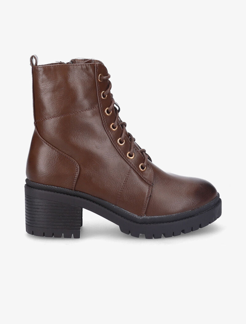 Bottines montantes à talon bloc - Marron - 5