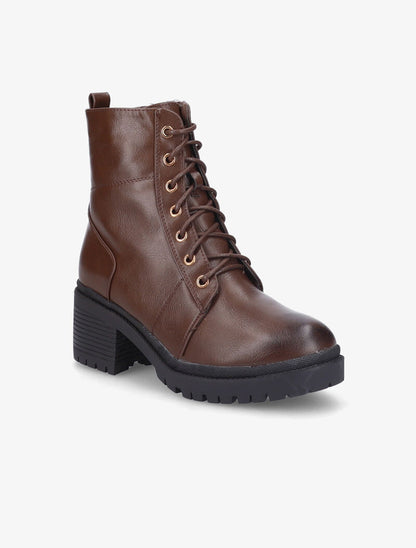 Bottines montantes à talon bloc - Marron - 2