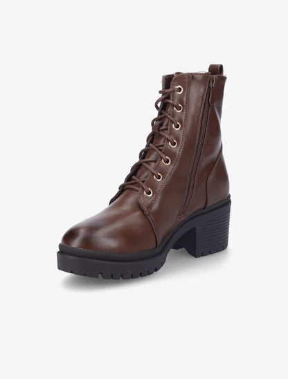 Bottines montantes à talon bloc - Marron - 3
