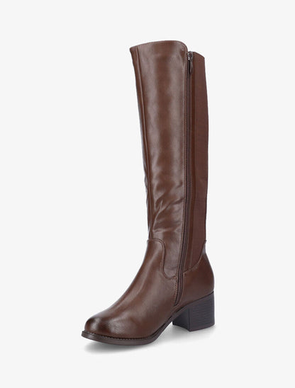 Bottes à talon et contrefort élastiqué - Marron - 3