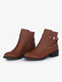 Bottines à détails croco et brides croisées - Camel - 1