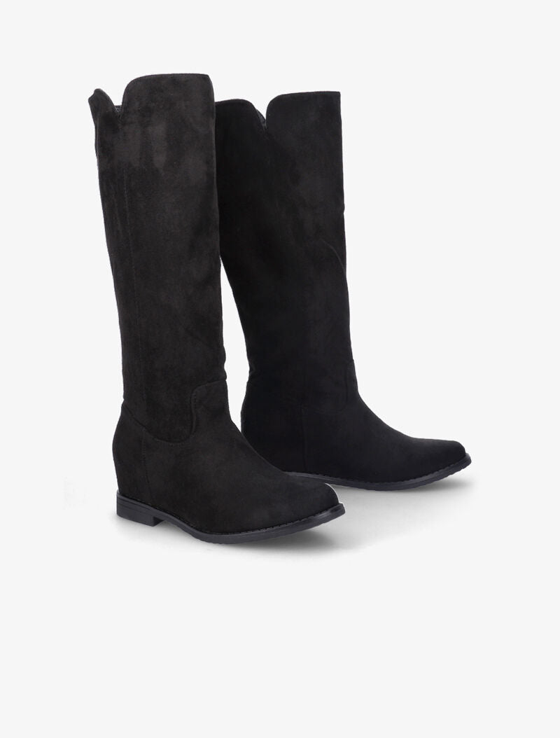 Bottes plates en suédine - Noir - 4