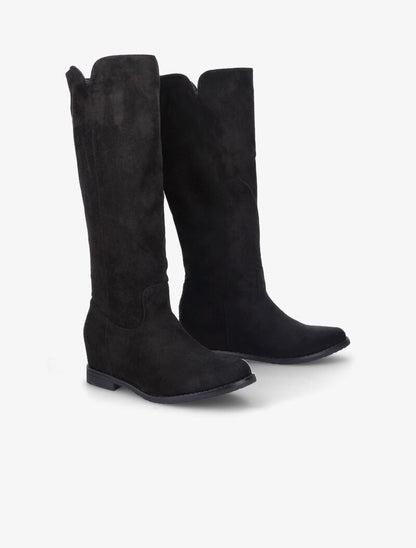 Bottes plates en suédine - Noir - 4