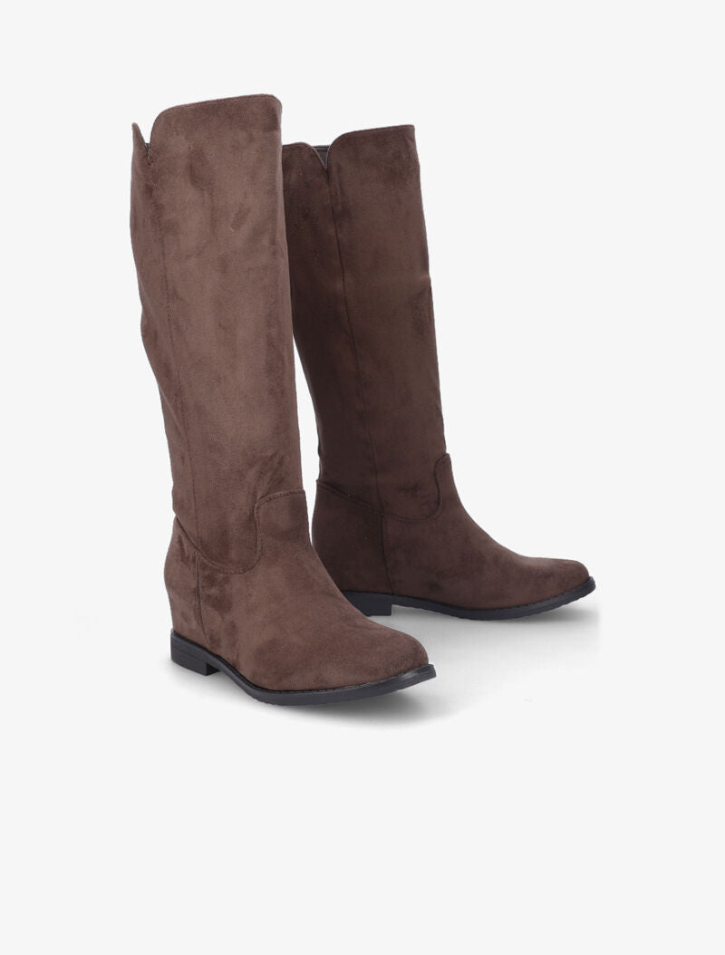 Bottes plates en suédine - Taupe - 5