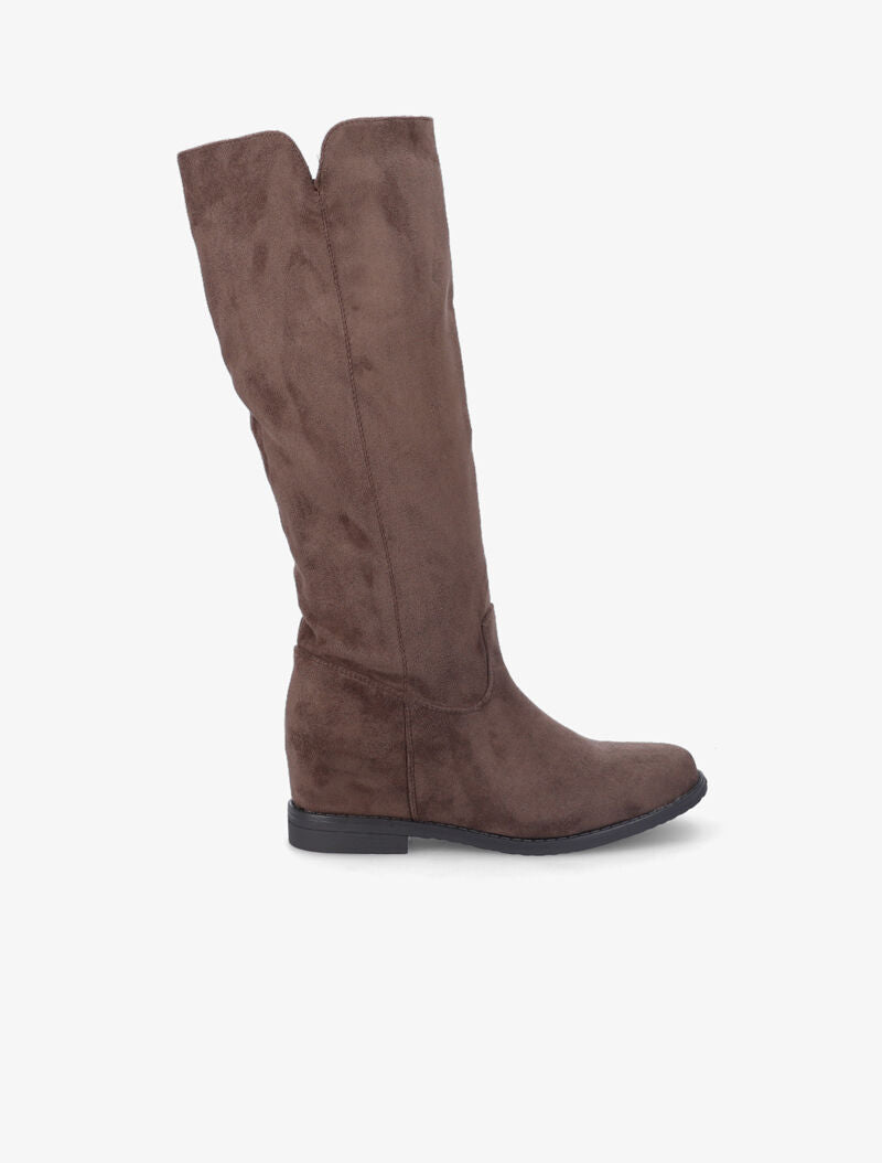 Bottes plates en suédine - Taupe - 2