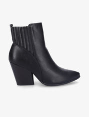 Bottines à talon style santiag - Noir - 5
