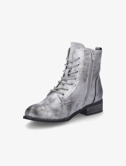 Bottines perforées à lacets et détail irisé - Argent - 4