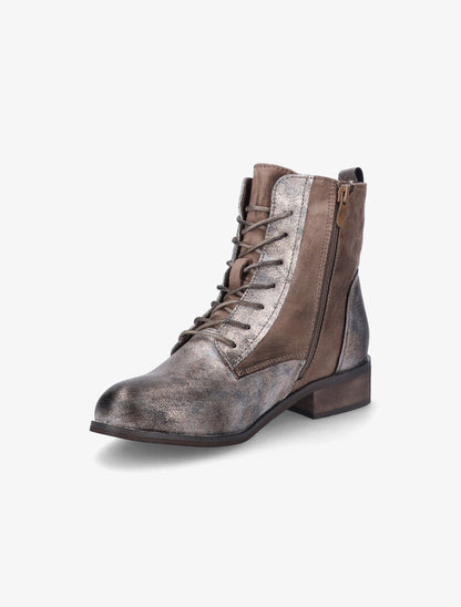 Bottines perforées à lacets et détail irisé - Bronze - 4