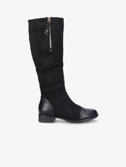 Bottes en suédine et simili avec zip décoratif doré - Noir - 5