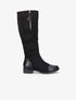 Bottes en suédine et simili avec zip décoratif doré - Noir - 5